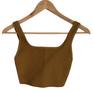 Babaton Sculpt Knit Squareneck Cropped Tank colour constant camel size Small